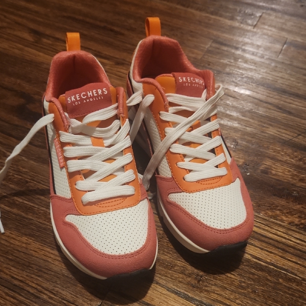 Skechers Orange and White Sneakers